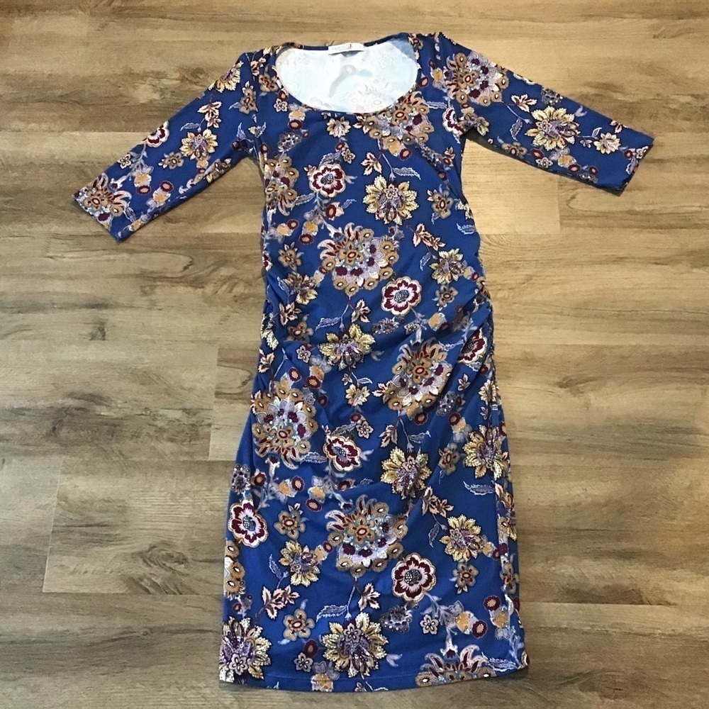 EXPECTED Maternity Dress Super Soft Floral Multicolor Blue Size Small